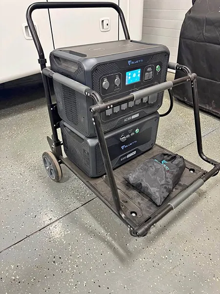 image of a bluetti ac300 with B300K battery in a house.